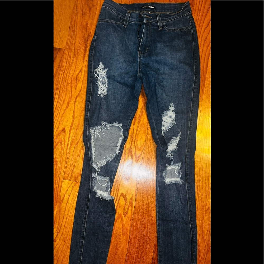 Fashion Nova skinny ripped jeans